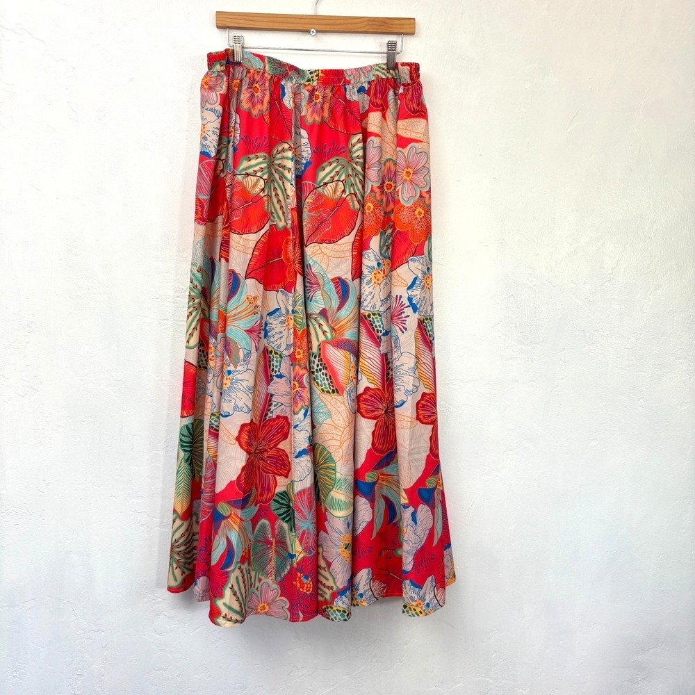 Calypso St Barth Maxi Floral Skirt Women Size XL Multicolor Pull On New